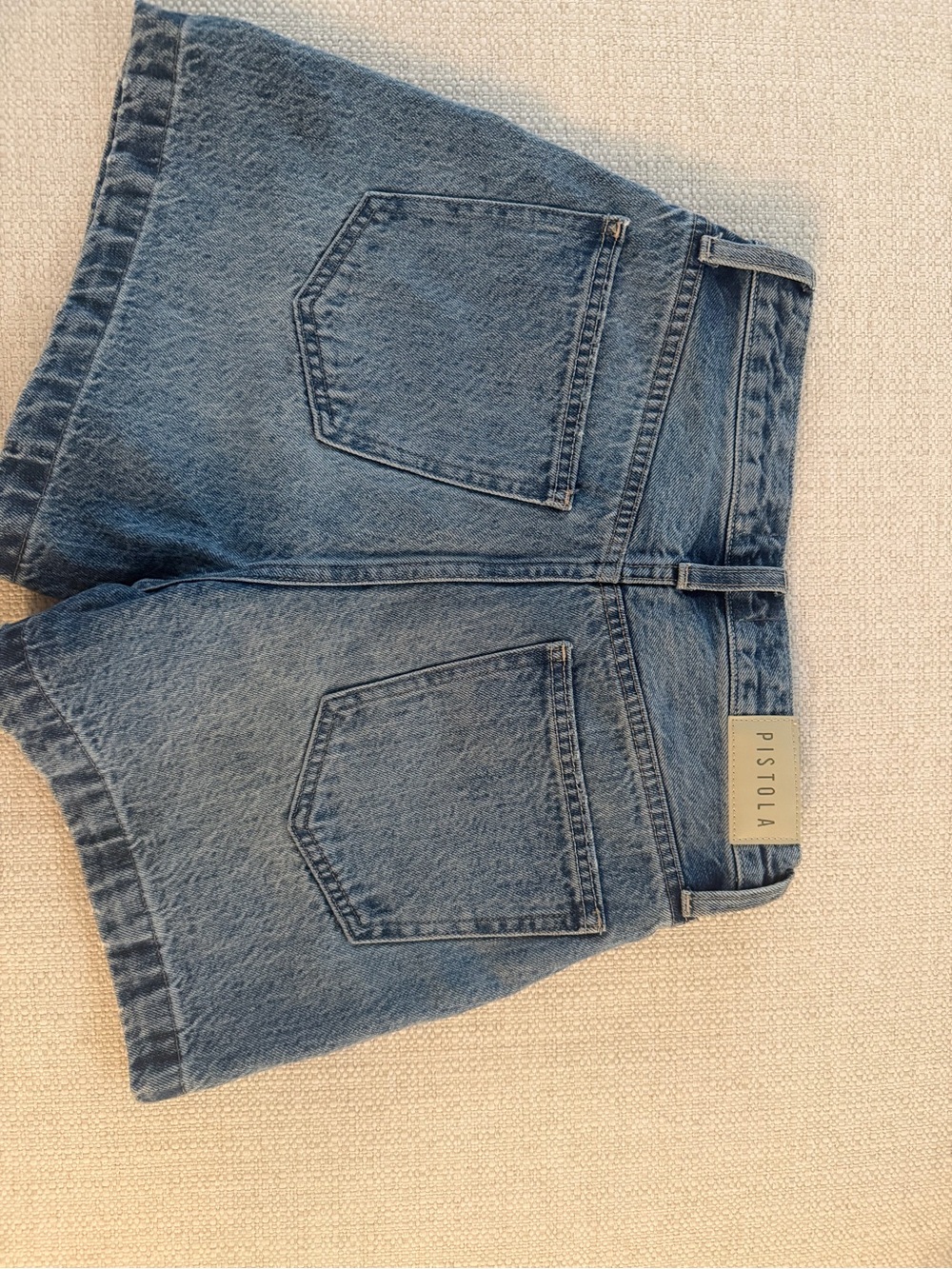 Revolve Pistola Light Blue High Waist A-Line Denim Shorts 24 - Picture 4 of 6